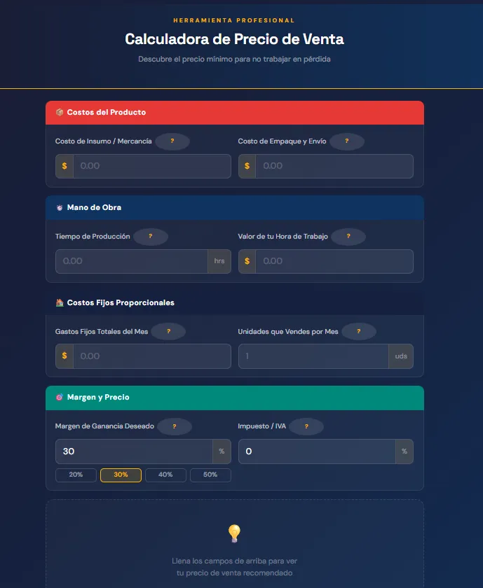Calculadora de Precio de Venta
